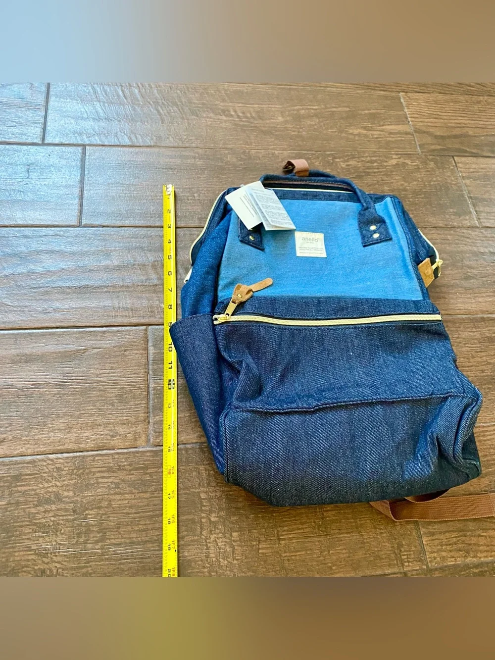 Sea Blue And Denim Anello Japan Unisex Backpack Rucksack Diaper Travel Bag